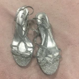 Silver Glittery Strappy Heels